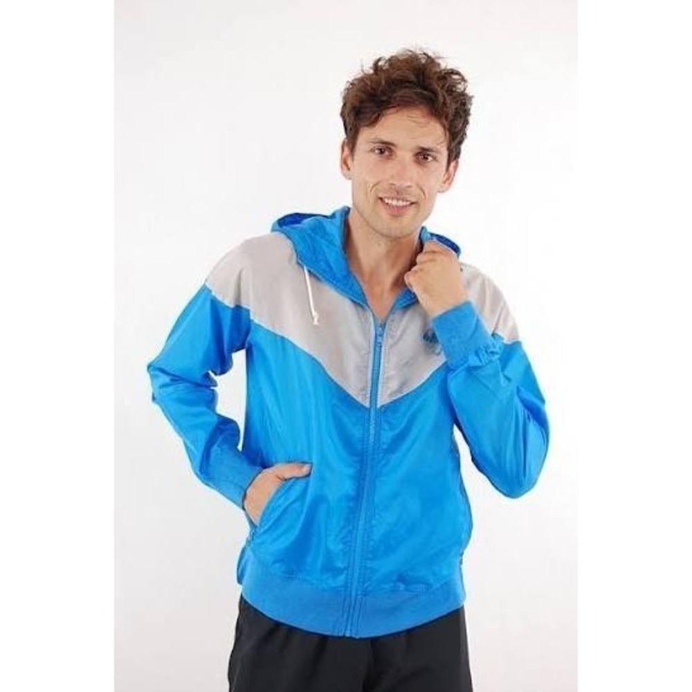 Nike Vintage Hooded Windrunner Retro Blue‎ Gray Men Medium Ful Zip Lightweight